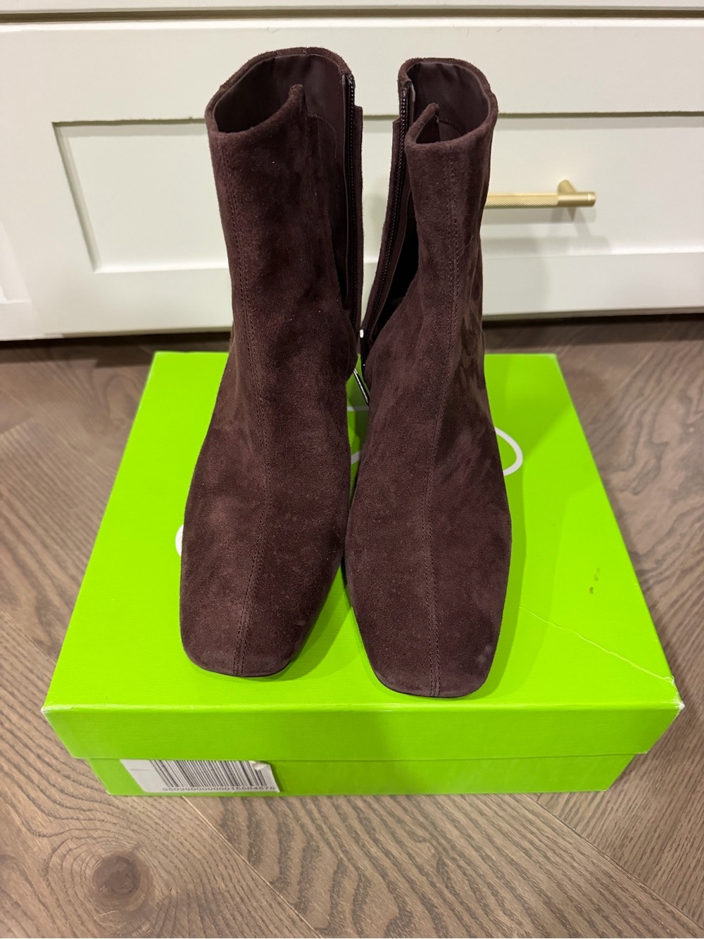 Sam Edelman Women's Suede Square-Toe Ankle Boots in Dark Brown